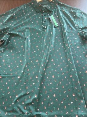 Green Printed Polo Shirt - Lightweight Men's Performance Polo